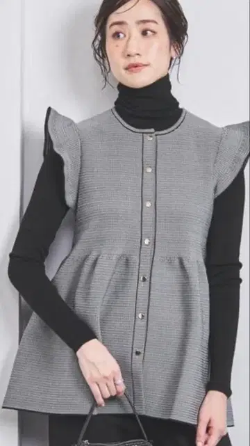 UNITED ARROWS 페플럼 프릴 슬리브 자카드 니트 베스트