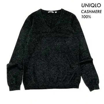 UNIQLO 유니클로 캐시미어 100% 긴팔 니트 스웨터 V넥 그레이