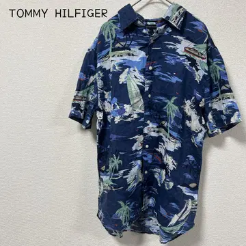 TOMMY HILFIGER 반팔 셔츠 S 린넨 100% 오버 사이즈