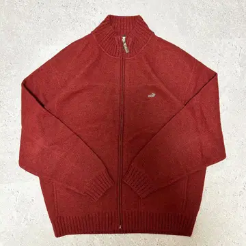니트 집업 크로커다일 레드 울 100% LL 사이즈 남성용