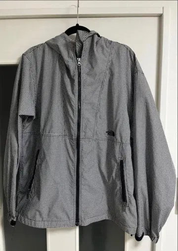 THE NORTH FACE XL 그레이 체크 무늬 나일론 자켓