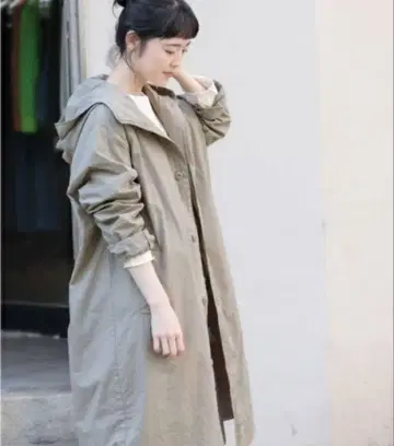 카구레 코튼 오버 다이 후드 롱 코트 아우터 그레이지
