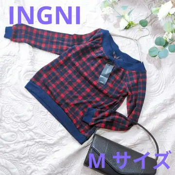 택 포함 새상품 [ INGNI ] 체크 무늬 긴팔 스웨터 M 사이즈