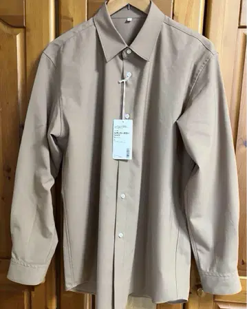 MUJI Labo 2025 신사 울 혼방 레귤러 카라 셔츠 L 카멜