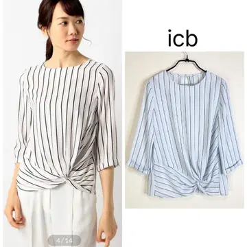 아이시비 Multi Stripe 허리 디자인 블라우스