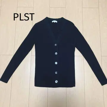 PLST 플라스테 리브 V넥 가디건 블랙