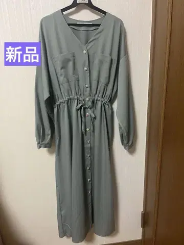 그린 긴팔 셔츠 원피스