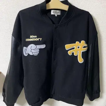 바시티 자켓 블랙 자수 아우터