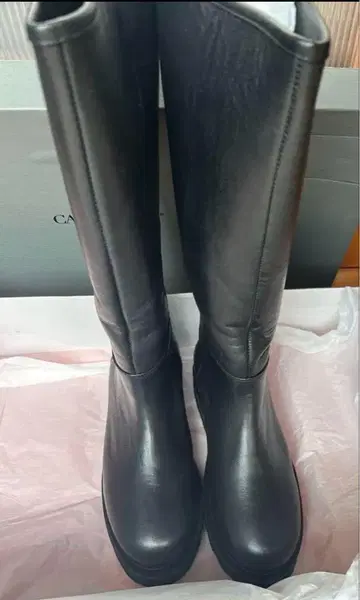 블랙 가죽 롱 부츠