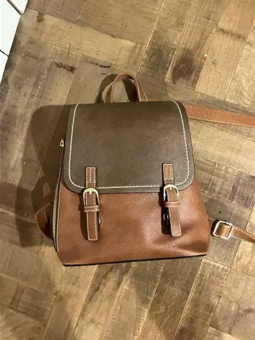 여성용 오샤레 백팩 브라운 합성 피혁 백팩 성숙 큐트
