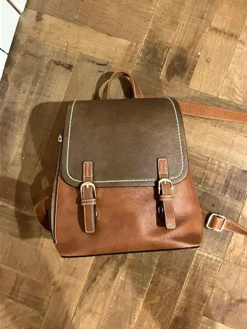 여성용 오샤레 백팩 브라운 합성 피혁 백팩 성숙 큐트