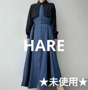 HARE 하레 바이컬러 턱 원피스 (블루)