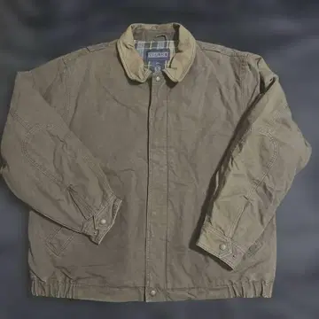 LANDS'END 랜즈엔드 가죽 칼라 덕 자켓 L 블루종 그린