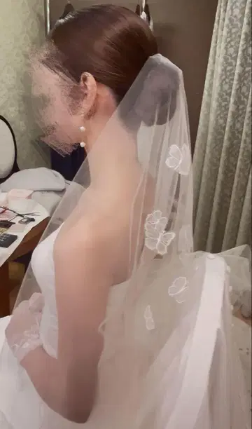 트리트 드레싱 웨딩 베일 나비 꽃 80 x 250cm