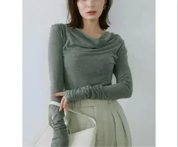 익명 배송 anuans 개더 드레이프 컷 상의 그레이