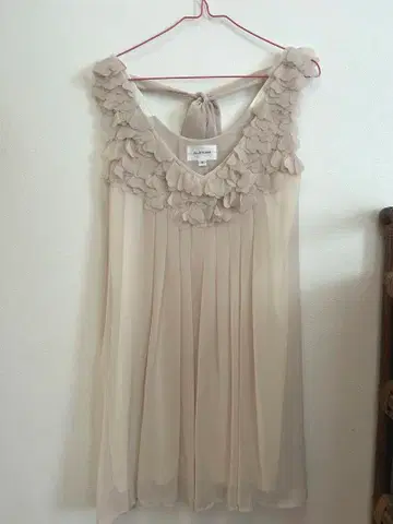 슬리브리스 원피스 S 베이지