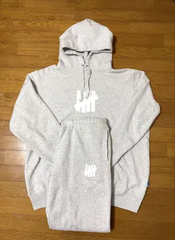 UNDEFEATED 셋업 후드티 XL + 팬츠 L 그레이 계열 세트
