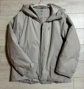 UNIQLO 후드 부착 다운 자켓 S 그레이
