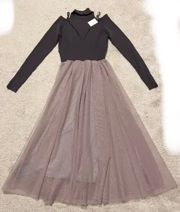 머큐리 듀오 2way 튤 니트 도킹 원피스