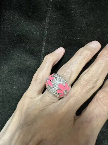 꽃무늬 크리스탈 실버 반지 미사용 새상품
