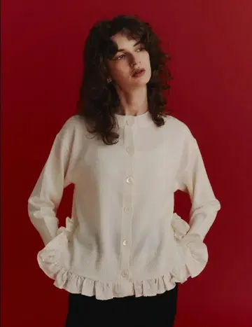 새상품 OHGA FRILL KNIT, 프릴 니트, 화이트
