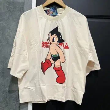 [ 미사용 새상품 ] 철완 아톰 프린트T셔츠 남성용 XXL 사이즈 베이지