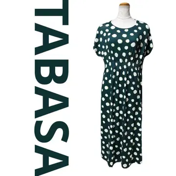 컨디션 최상 TABASA 타바사 원피스 롱 도트 무늬 그린 XS 사이즈