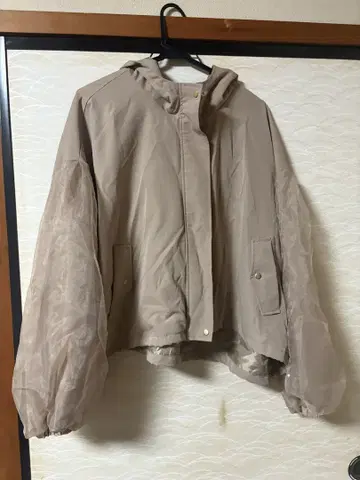 베이지 후드 부착 마운틴 후드티