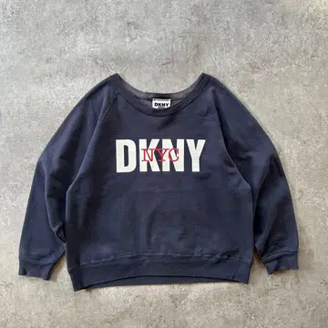 90s DKNY 맨투맨 USA제 네이비 다나카란뉴욕