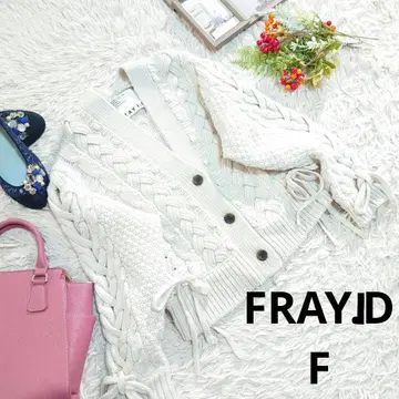 FRAY.ID 니트 가디건 (M 상당) 화이트/레이스업/케이블 짜임