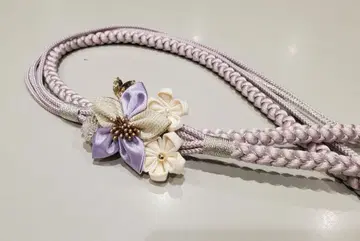 연보라 꽃 모티브 허리띠
