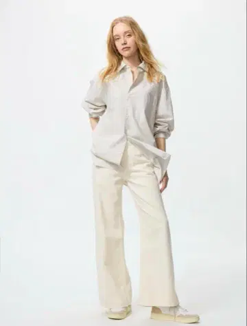 미사용 새상품 UNIQLO 드레이프 와이드 플레어 청바지 사이즈 21