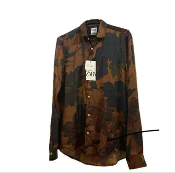 ZARA 자라 남성용 긴팔 패턴 셔츠 S사이즈 꽃무늬 오렌지