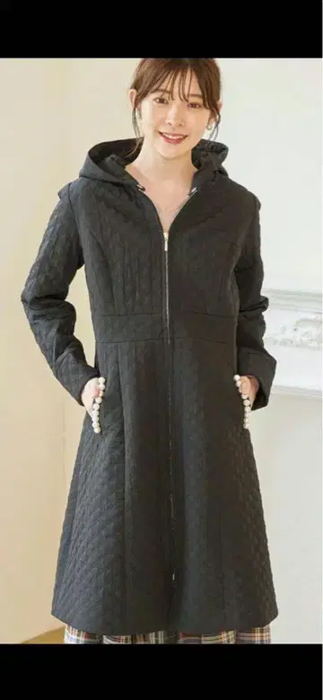 tocco closet 퀼팅 코트 펄 장식