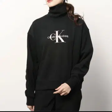 CALVIN KLEIN JEANS 터틀넥 맨투맨 XS 블랙
