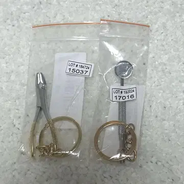 치과 기구 키링 겸자, 덴탈 거울 2종 세트