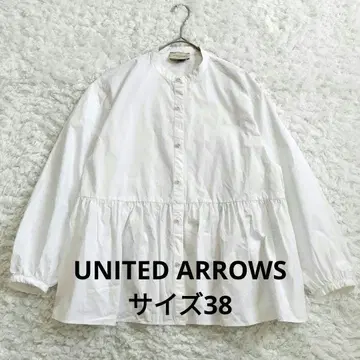 UNITED ARROWS 펄 모티브 페플럼 개더 블라우스 38