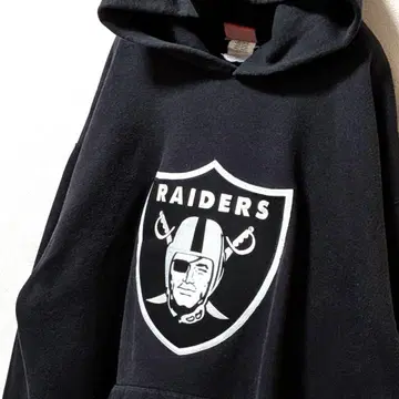 NFL 라스베이거스 레이더스 로고 자수 후드 맨투맨 블랙 검정 구제 의류