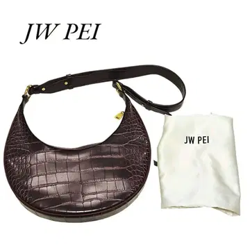 [ 컨디션 최상 ] JW PEI 안장백 브라운 악어 엠보싱 숄더백