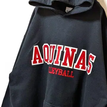 길단 아퀴나스 배구 자수 후드 맨투맨 블랙 구제 의류