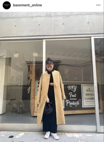 베이스먼트 온라인 노카라 코트 F 베이지 새상품급