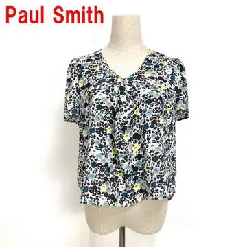 A6257 폴스미스 반팔 블라우스 상의 올 패턴 꽃무늬 블랙 화이트 40