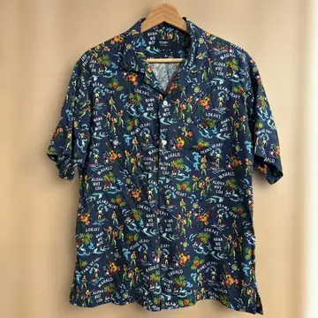 BEAMS HEART 하와이안 셔츠 M 네이비