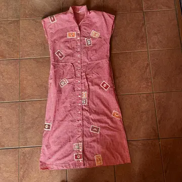 빈티지 PINK HOUSE 깅엄 체크 셔츠 원피스 빨간색