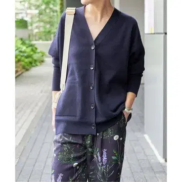 Spick and Span 더블 자카드 가디건 네이비