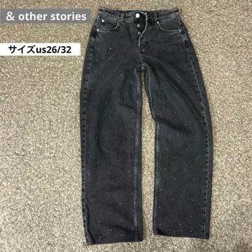 앤드 어더 스토리즈 비쥬 장식 블랙 데님 사이즈 us26