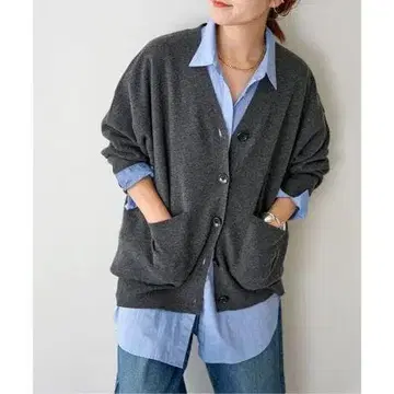 Spick and Span 더블 자카드 가디건 그레이
