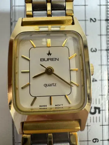 BUREN 쿼츠 손목시계 작동품!