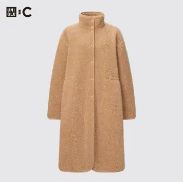 UNIQLO 유니클로 유니클로시 보아 플리스 스탠드 칼라 코트 베이지