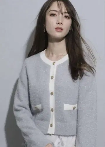 아푸와이저 리셰 키라후와 금장 버튼 가디건 블루 민트